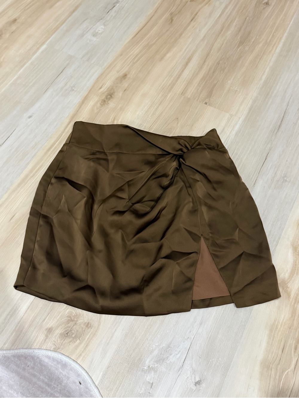 Brown Wrap-Style Mini Skirt